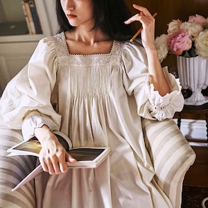 Silk Nightgown for Women,vintage Spring Floral Pajama Dress