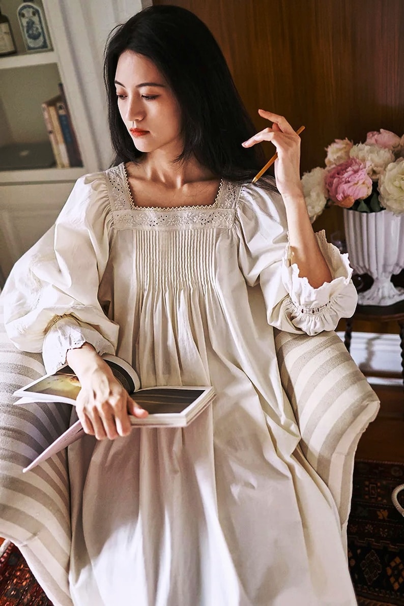 Lydia's Elegant Vintage Cotton Nightgown main image 1