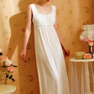 Lace Victorian Nightgown: Sleeveless Cotton Edwardian Style