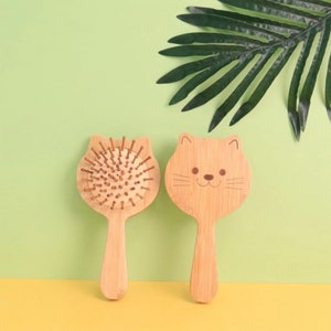baby kids bamboo cat brush for hair eco friendly portable bamboo brush