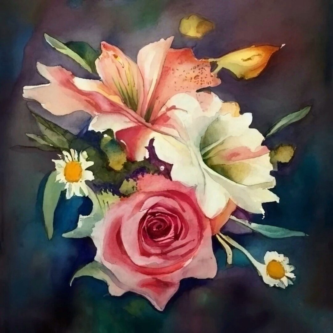 Vibrant Digital Prints, Colorful Wall Decor, Flower Painting Art, Home