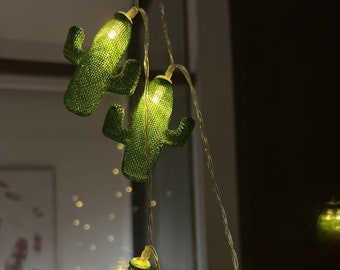 Metal Cactus Fairy Lights, String Lights for Wedding Party Harvest Festival Wall Decor, for Bedroom Home Indoor Decoration, Hanging Lights