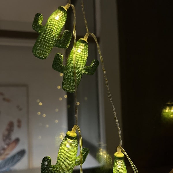 Guirlande lumineuse Cactus en métal, guirlande lumineuse pour décoration murale fête des récoltes de mariage, décoration d'intérieur de chambre à coucher, guirlandes lumineuses