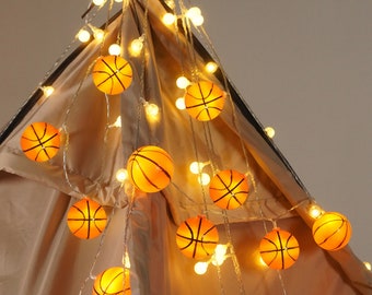 Basketball Lovers String Lights, Basketball Camping Lights, indoor and outdoor Fairy Lights, Children's Room Decorative Lights, Tent Lights