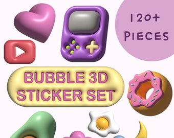 3D Cute Digital Goodnotes Planner Sticker Pack, Goodnotes Sticker, Download PNG Stickers, Notability, ipad Stickers, Planner Stickers