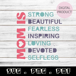 Mother&#39;s Day Quotes SVG PNG, Mother&#39;s Day PDF, Mom Shirt svg, Mother&#39;s Day Gift Idea, Mom Life, Sublimation Designs, Blessed Mama
