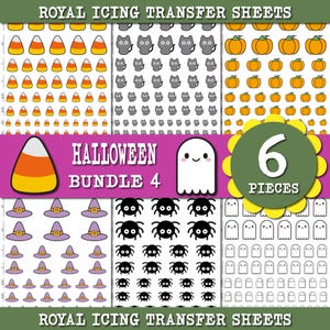 HALLOWEEN Royal Icing Transfer Sheets Bundle, Halloween Cookies, Royal Icing transfer Template, Cookie Transfer Sheet Pumpkin, Ghost, Cat