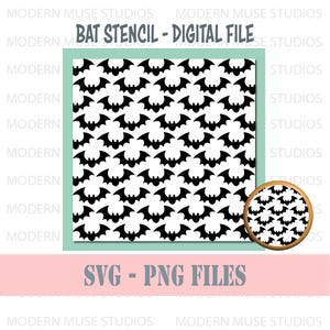 BAT Stencil Svg, Clay stencil, Halloween Cookie Stencil, Art Deco Stencil, Clay Silkscreen, Halloween Sugar Cookies, Cut File For Cricut