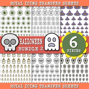 HALLOWEEN Royal Icing Transfer Sheets Bundle, Halloween Cookies, Royal Icing transfer Template, Cookie Transfer Sheet Pumpkin, candy, cat
