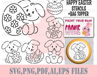 Pyo Easter Cookie Stencil Bundle, Easter Sugar Cookies, Pyo Cookie Stencil Svg, Easter Cookie Tag Printable, Sugar Cookies, Bunny Stencil