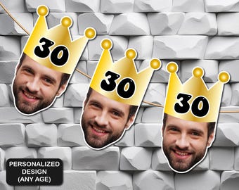 Custom Face Photo Garland for Men: Funny Birthday Banner
