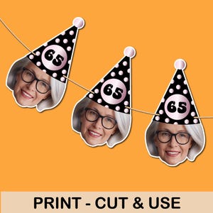 Photo Party Banner, Birthday Decor Any Age, 30th 40th 50th 60th birthday Banner, Face Banner Birthday Decoration, Birthday Banner Custom