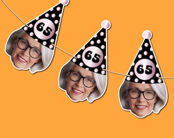Photo Party Banner, Birthday Decor Any Age, 30th 40th 50th 60th birthday Banner, Face Banner Birthday Decoration, Birthday Banner Custom