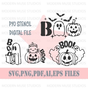 Pyo Halloween Cookie Stencil File Bundle, Pyo Fall Stencil, Cute Pumpkin Ghost Latte Pyo Stencil, Halloween Stencil Svg