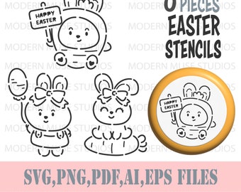 Pyo Easter Cookie Stencil Bundle, Easter Sugar Cookies, Pyo Cookie Stencil Svg, Easter Cookie, Sugar Cookies, Bunny Stencil