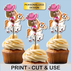 Custom Cowgirl Cupcake Toppers,Face Cupcake Topper,  Cowboy party , Cowboy birthday, Photo cupcake topper, Face toppers, Cowgirl Party