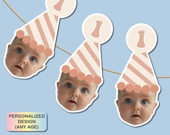 Custom Face Cutout Banner Birthday, Birthday Bunting Banner, Photo Banner, Birthday Face Banner, First Birthday Party, Photo Party Banner
