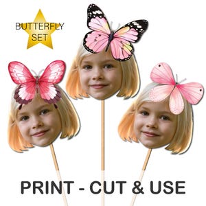 Custom Butterfly Cupcake Toppers, girl birthday party, Butterfly Birthday Cake Topper ,Face cupcakes, Photo cupcake topper, Face toppers