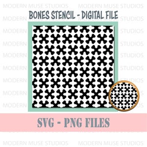 Cross Bones Stencil Svg File, Clay stencil, Halloween Cookie Stencil, Art Deco Stencil, Clay Silkscreen, Halloween Stencil Svg