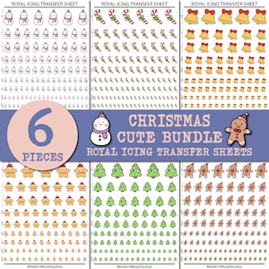 Christmas Royal Icing Transfer Sheets Bundle, Christmas Cookies, Royal Icing transfer Template, Cookie Transfer Sheet Gingerbread Snowman