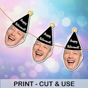 Custom Retirement Banner, Personalized party decoration, Photo Banner, Retirement Face Banner, Retirement Party, Face Party Banner Digital