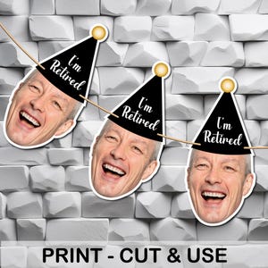 Custom Retirement Banner, Personalized party decoration, Photo Banner, Retirement Face Banner, Retirement Party, Face Party Banner Digital