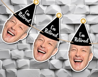 Custom Retirement Banner, Personalized party decoration, Photo Banner, Retirement Face Banner, Retirement Party, Face Party Banner Digital