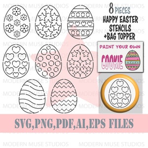 Paquete de plantillas de Pyo de feliz Pascua, galletas de azúcar de Pascua, plantilla de galleta Pyo Svg, etiqueta de galleta de Pascua, galletas de azúcar, plantilla de conejito, Pascua Svg