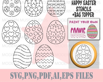 Happy Easter Pyo Stencil Bundle, Easter Sugar Cookies, Pyo Cookie Stencil Svg, Easter Cookie Tag, Sugar Cookies, Bunny Stencil, Easter Svg