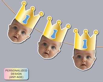 Custom Face Cutout Banner Birthday, Birthday Bunting Banner, Photo Banner, Birthday Face Banner, First Birthday Party, Photo Party Banner