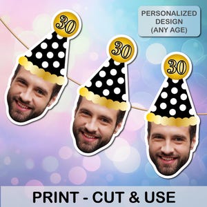 Photo Party Banner, Birthday Decor Any Age, 30th 40th 50th 60th birthday Banner, Face Banner Birthday Decoration, Birthday Banner Custom