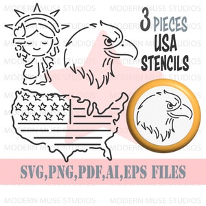 Pacote de estêncil de biscoito Pyo 4 de julho, estêncil de bandeira americana, estêncil de biscoito Pyo Svg, mapa dos EUA, biscoitos de açúcar, bandeira dos EUA, biscoitos Pyo