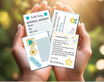 Printable Mini Blue Tooth Fairy Letter Kit, Tooth receipt,Tooth fairy letter, First tooth Fairy, Tooth Fairy Letter for Boy