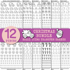 Christmas Royal Icing Transfer Sheets Bundle, Christmas Cookies, Royal Icing transfer Template, Cookie Transfer Sheet Gingerbread Snowman