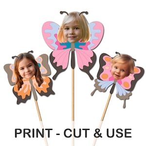 Custom Butterfly Cupcake Toppers, girl birthday party, Butterfly Birthday Cake Topper ,Face cupcakes, Photo cupcake topper, Face toppers