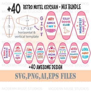 Snarky Motel Keychain SVG Bundle, Sarcastic motel keychain svg, Adult humor svg, Funny vintage keychain svg Set