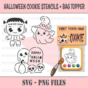 Pyo HALLOWEEN Cookie Stencil Bundle, Pyo Halloween Cookies, Pumpkin Zombie Vampire Pyo Stencil, Halloween Cookie Bag Topper, Cookie Bag Tag