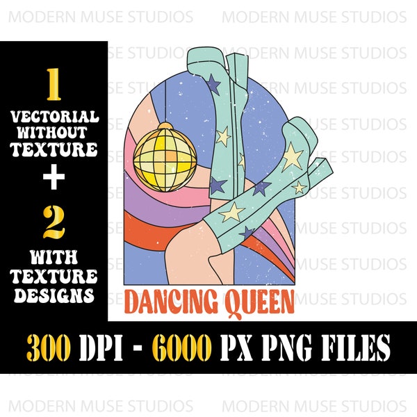Dancing Queen Png, Dance Sublimation Designs, Dancer Png File for Sublimation and Print, Retro Vintage Design Digital Download Png File
