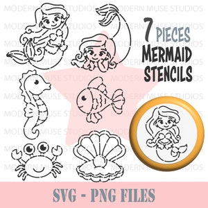 Pyo Mermaid Stencil Bundle, Mermaid Cookie, Princess Cookies, Mermaid Stencils,  Animal Svg, Pyo Cookie Stencil Svg, Girl Birthday Cookies