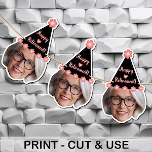 Retirement Banner Personalized, Custom party decoration, Photo Banner, Retirement Face Banner, Retirement Party, Face Party Banner Digital