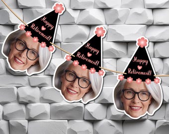 Retirement Banner Personalized, Custom party decoration, Photo Banner, Retirement Face Banner, Retirement Party, Face Party Banner Digital
