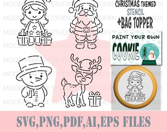 Pyo Christmas Cookie Stencil File Bundle, Pyo Christmas Cookies, Cute snowman Cookie House Santa Svg Pyo Stencil, Christmas Cake Svg