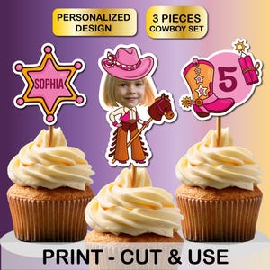 Custom Cowgirl Cupcake Toppers,Face Cupcake Topper,  Cowboy party , Cowboy birthday, Photo cupcake topper, Face toppers, Cowgirl Party