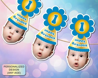 Custom Banner Birthday, Custom party decoration, Photo Banner, Birthday Face Banner, First Birthday Party, Face Party Banner Digital