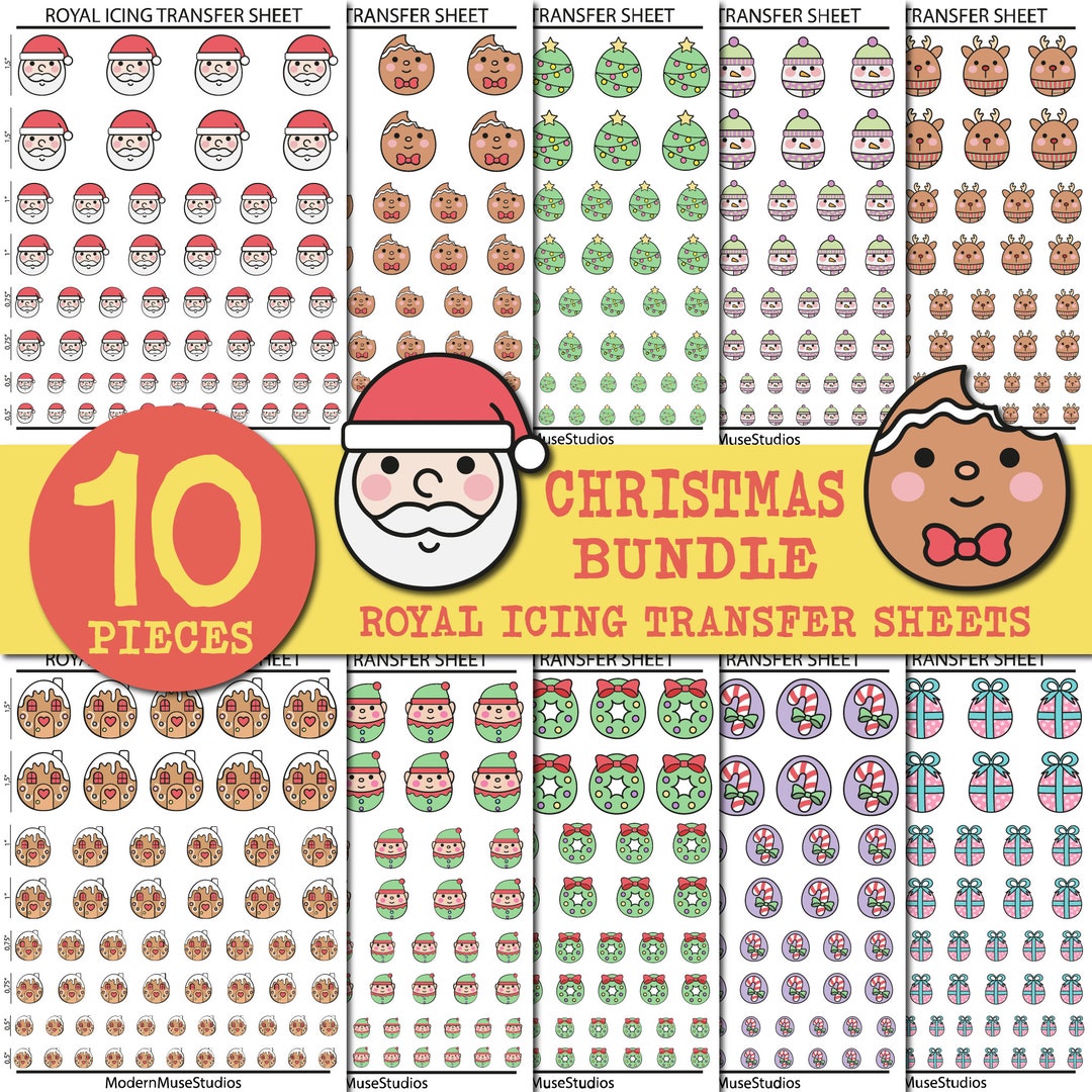 Christmas Royal Icing Transfer Sheets Bundle, Christmas Cookies, Royal Christmas Royal Icing Transfer Sheets Bundle, Christmas Cookies, Royal