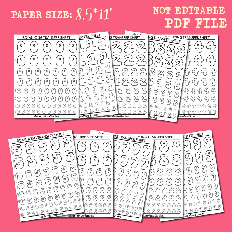 Icing Cut Numbers Number Royal Icing Transfer Sheets Bundle, Number Cookies, Birthday ...
