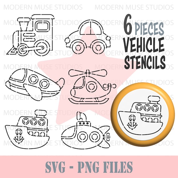 Vehicle Pyo Stencil Bundle, Vehicle Cookie, Car Cookies, Vehicle Stencils, Car Sugar Cookies, Pyo Cookie Stencil Svg, Birthday Cookies