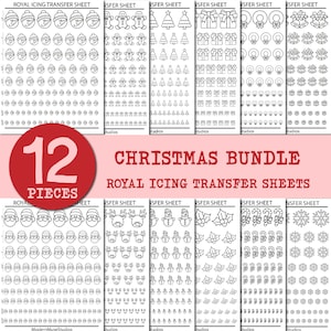Christmas Royal Icing Transfer Sheets Bundle, Christmas Cookies, Royal Icing transfer Template, Cookie Transfer Sheet Gingerbread Snowman