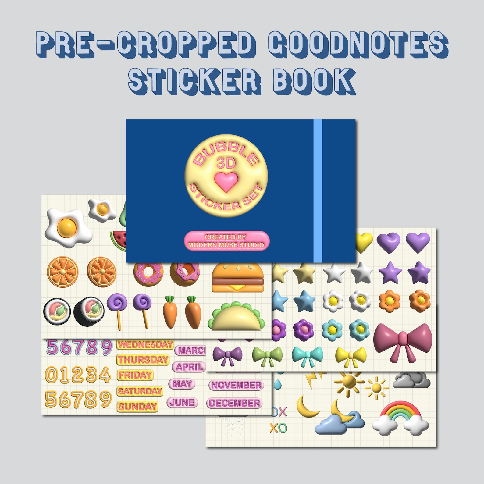 3D Cute Digital Goodnotes Planner Sticker Pack Goodnotes Etsy