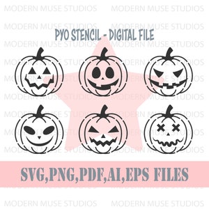 Pyo Halloween Cookie Stencil File Bundle, Pyo Fall Stencil, Cute Pumpkin Face Pyo Stencil, Halloween Stencil Svg, Jack O Lantern Stencil svg